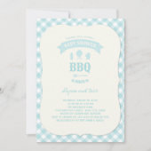 Blue Karos GRILLEN Boy Baby Dusche Summer Party Einladung (Vorderseite)