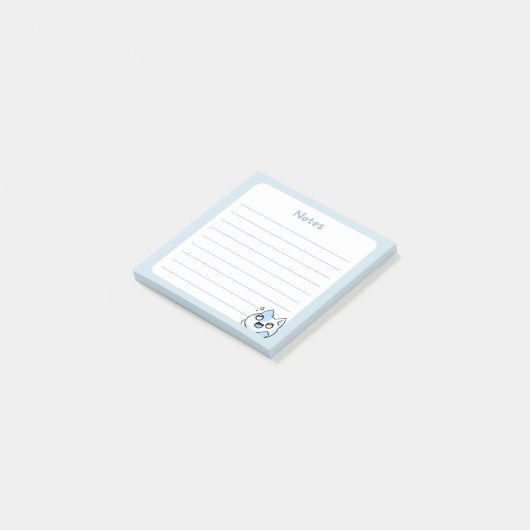 Blue Kawaii Aufgeregt Kätzchen mit Funkelnd Augen Post-it Klebezettel (angewinkelt)