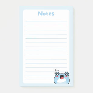 Blue Kawaii Chibi Frog mit funkelnden Augen gesäum Post-it Klebezettel