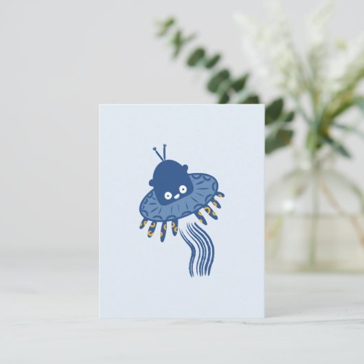 Blue Kawaii Octopus UFO (Stehend Vorderseite)