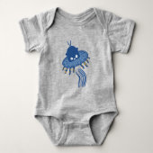 Blue Kawaii Octopus UFO Baby Strampler (Vorderseite)