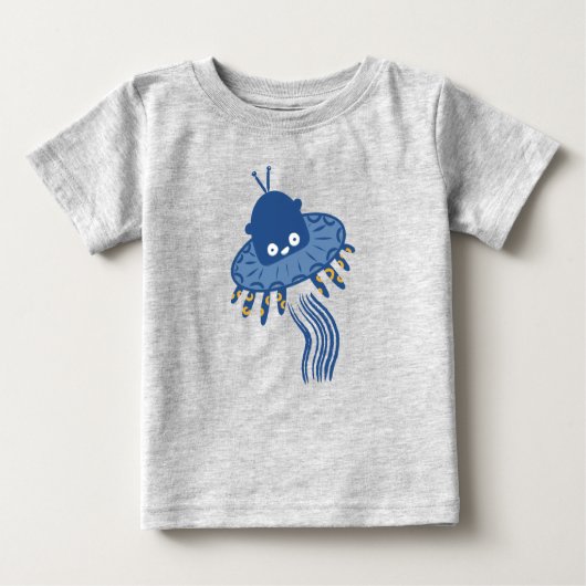 Blue Kawaii Octopus UFO Baby T-shirt (Vorderseite)