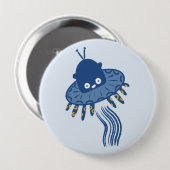 Blue Kawaii Octopus UFO Button (Vorne & Hinten)