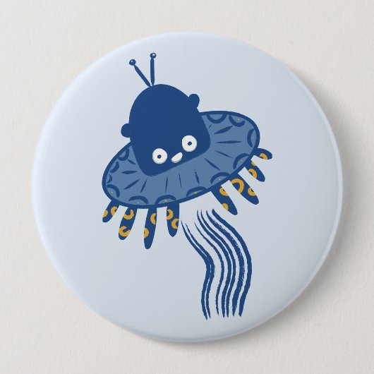 Blue Kawaii Octopus UFO Button (Vorderseite)