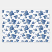 Blue Kawaii Octopus UFO Geschenkpapier Set (Vorderseite)