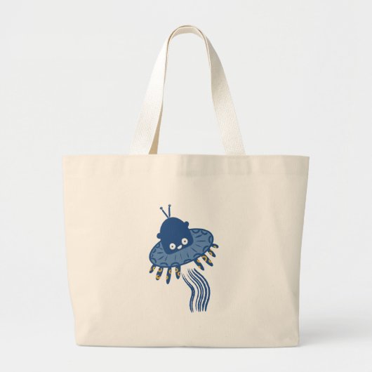 Blue Kawaii Octopus UFO Jumbo Stoffbeutel (Vorne)