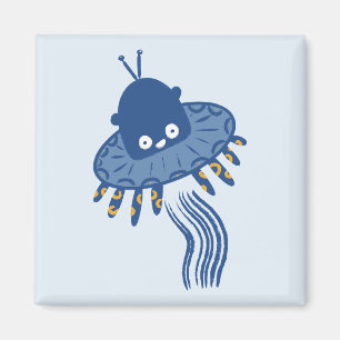 Blue Kawaii Octopus UFO Magnet