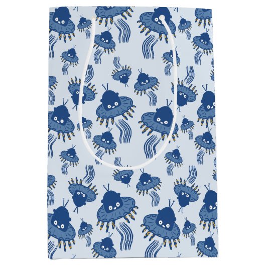 Blue Kawaii Octopus UFO Mittlere Geschenktüte (Vorderseite)