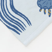 Blue Kawaii Octopus UFO Muster Fleecedecke (Ecke)