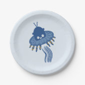 Blue Kawaii Octopus UFO Pappteller (Vorderseite)
