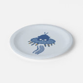 Blue Kawaii Octopus UFO Pappteller (Schrägansicht)