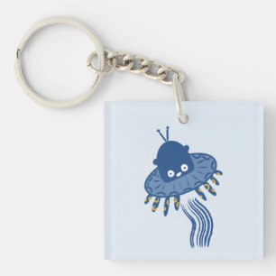 Blue Kawaii Octopus UFO Schlüsselanhänger