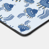 Blue Kawaii Octopus UFO Schreibtischunterlage (Ecke)