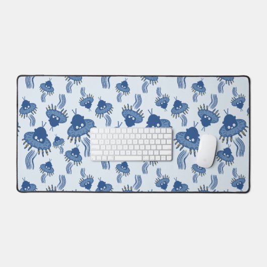 Blue Kawaii Octopus UFO Schreibtischunterlage (Tastatur & Maus)