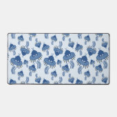 Blue Kawaii Octopus UFO Schreibtischunterlage (Vorderseite)