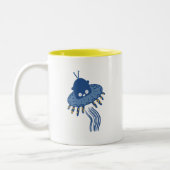 Blue Kawaii Octopus UFO Zweifarbige Tasse (Links)