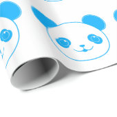 Blue Kawaii Panda Bear Geschenkpapier (Rolleneckpunkt)
