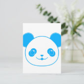 Blue Kawaii Panda Bear Postkarte (Stehend Vorderseite)