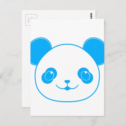 Blue Kawaii Panda Bear Postkarte (Vorne/Hinten)