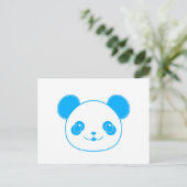 Blue Kawaii Panda Bear Postkarte (Stehend Vorderseite)