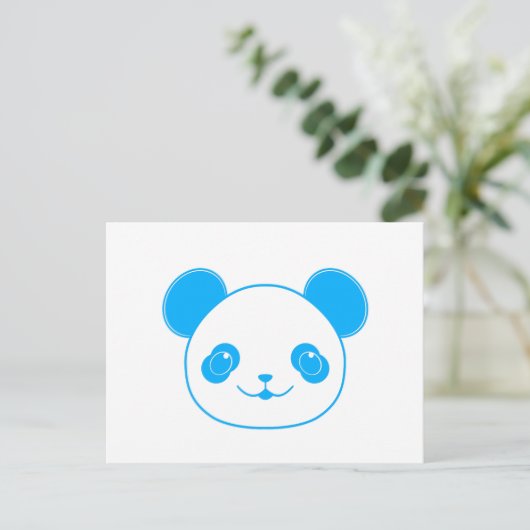 Blue Kawaii Panda Bear Postkarte (Stehend Vorderseite)