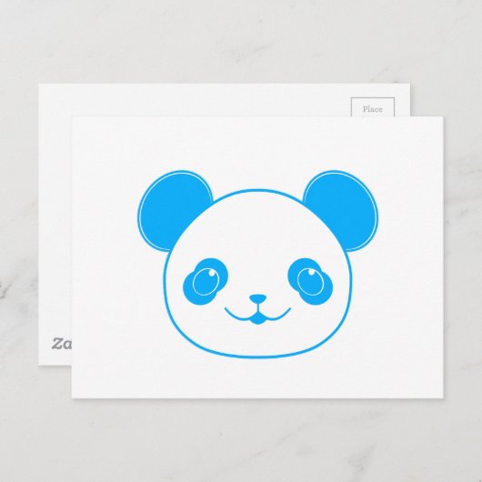 Blue Kawaii Panda Bear Postkarte (Vorne/Hinten)