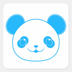 Blue Kawaii Panda Bear Quadratischer Aufkleber