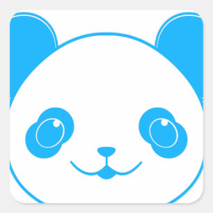 Blue Kawaii Panda Bear Quadratischer Aufkleber