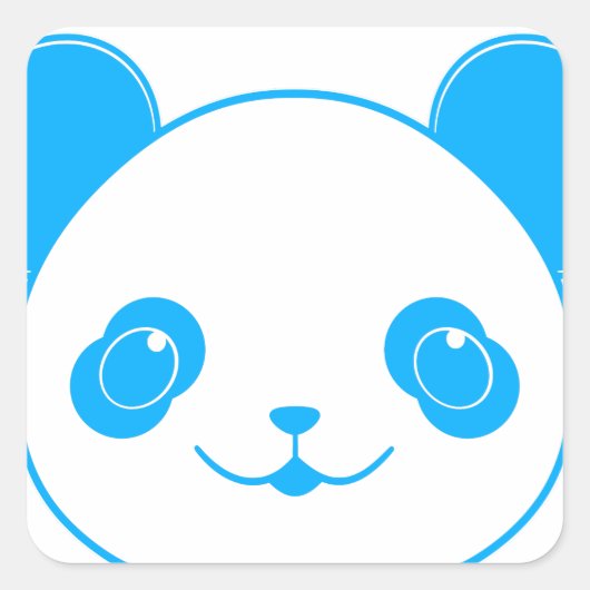 Blue Kawaii Panda Bear Quadratischer Aufkleber (Vorderseite)