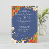 Blue Kente Wedding Einladung, Afrocentric Einladun Einladung (Stehend Vorderseite)