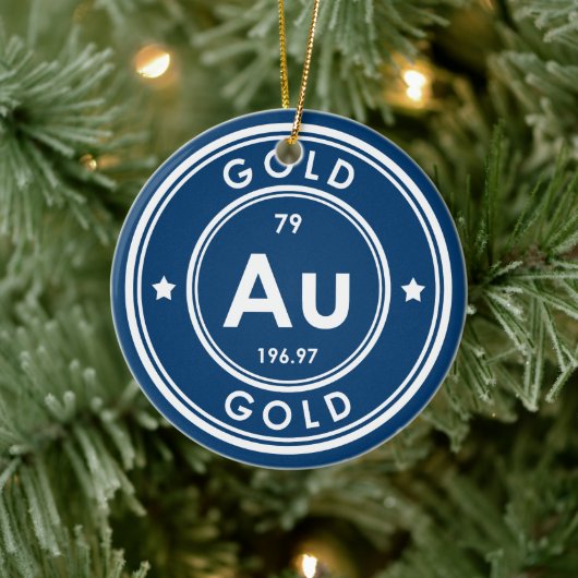 Blue Keramik Ornament Gold Element (Baum)