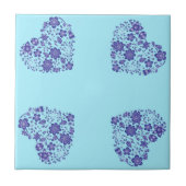 Blue Keramik Tile mit Herz-Blume Fliese (Vorderseite)