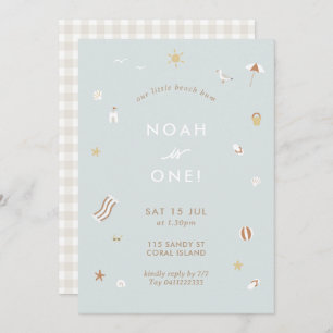 Blue Kids Beach Pool Party Thema Geburtstag Einladung