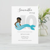 Blue Kids Mermaid Birthday Einladung (Stehend Vorderseite)
