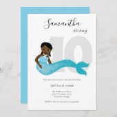 Blue Kids Mermaid Birthday Einladung (Vorne/Hinten)