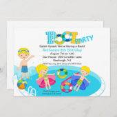 Blue Kids Pool Party Geburtstag Einladung (Vorne/Hinten)