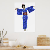Blue Kimono Geisha Poster (Küche)