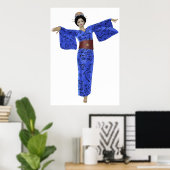 Blue Kimono Geisha Poster (Heimbüro)