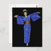 Blue Kimono Geisha Postkarten (Vorne/Hinten)