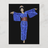 Blue Kimono Geisha Postkarten (Vorderseite)