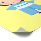 Blue Kimono japanische Puppe Poster (Ecke)