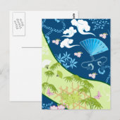 Blue Kimono Postkarte (Vorne/Hinten)