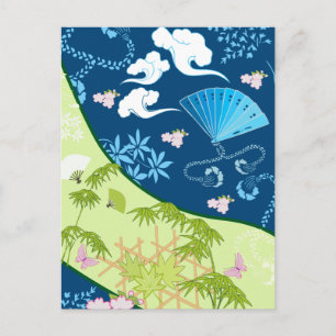 Blue Kimono Postkarte