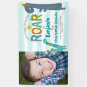 Blue Kindergarten Abschluss Foto Dinosaur Boy Banner (Vertikal)