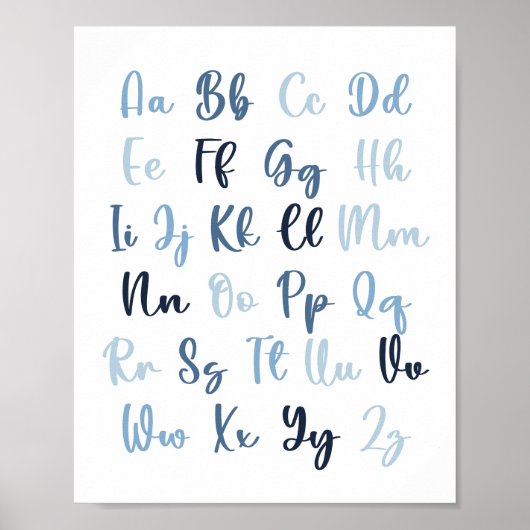 Blue Kinderzimmer Alphabet ABC Lernposter Poster (Vorne)