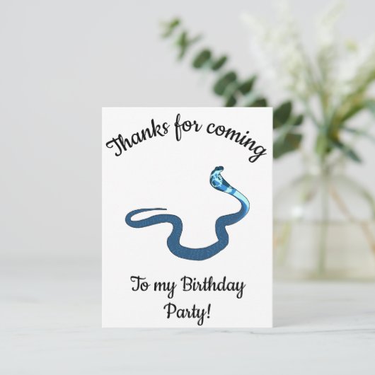 Blue King Cobra Happy B-Day Dankeskarte (Stehend Vorderseite)