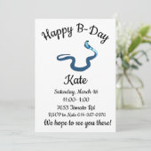 Blue King Cobra Happy B-Day Einladung (Stehend Vorderseite)