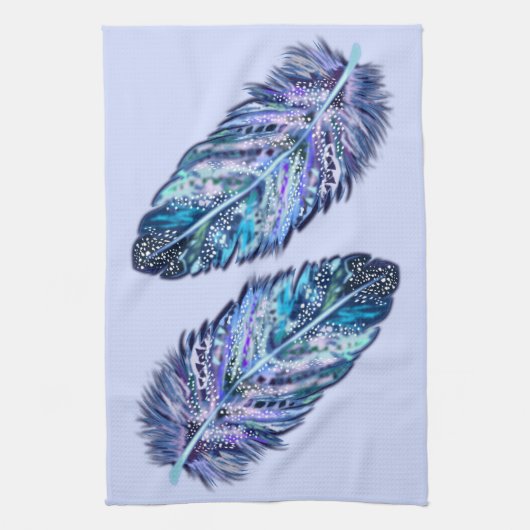 Blue Kitchen Handtuch mit Feathers - Farbe wählen (Vertikal)