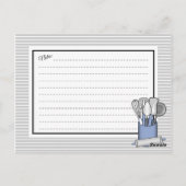 Blue Kitchen Utensil Caddy Rolling Button Rezeptka Postkarte (Rückseite)