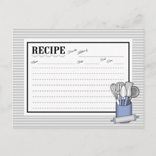 Blue Kitchen Utensil Caddy Rolling Button Rezeptka Postkarte